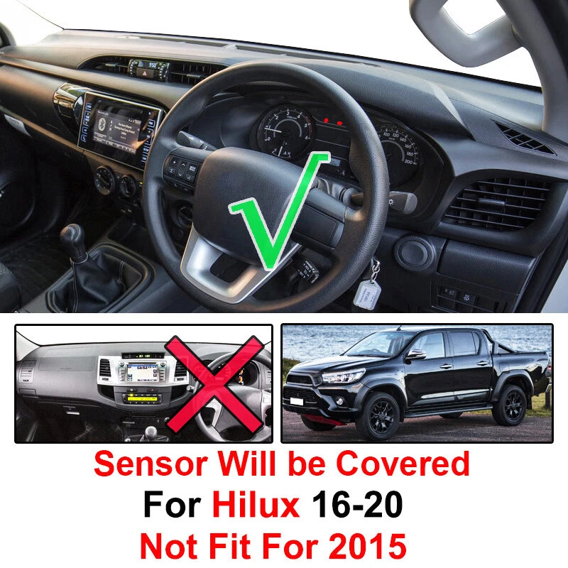 Black Car Dash Mat Dashmat For Toyota Hilux SR5 4x4 REVO Non-Slip Mat 2015-2019 - image 2 of 4