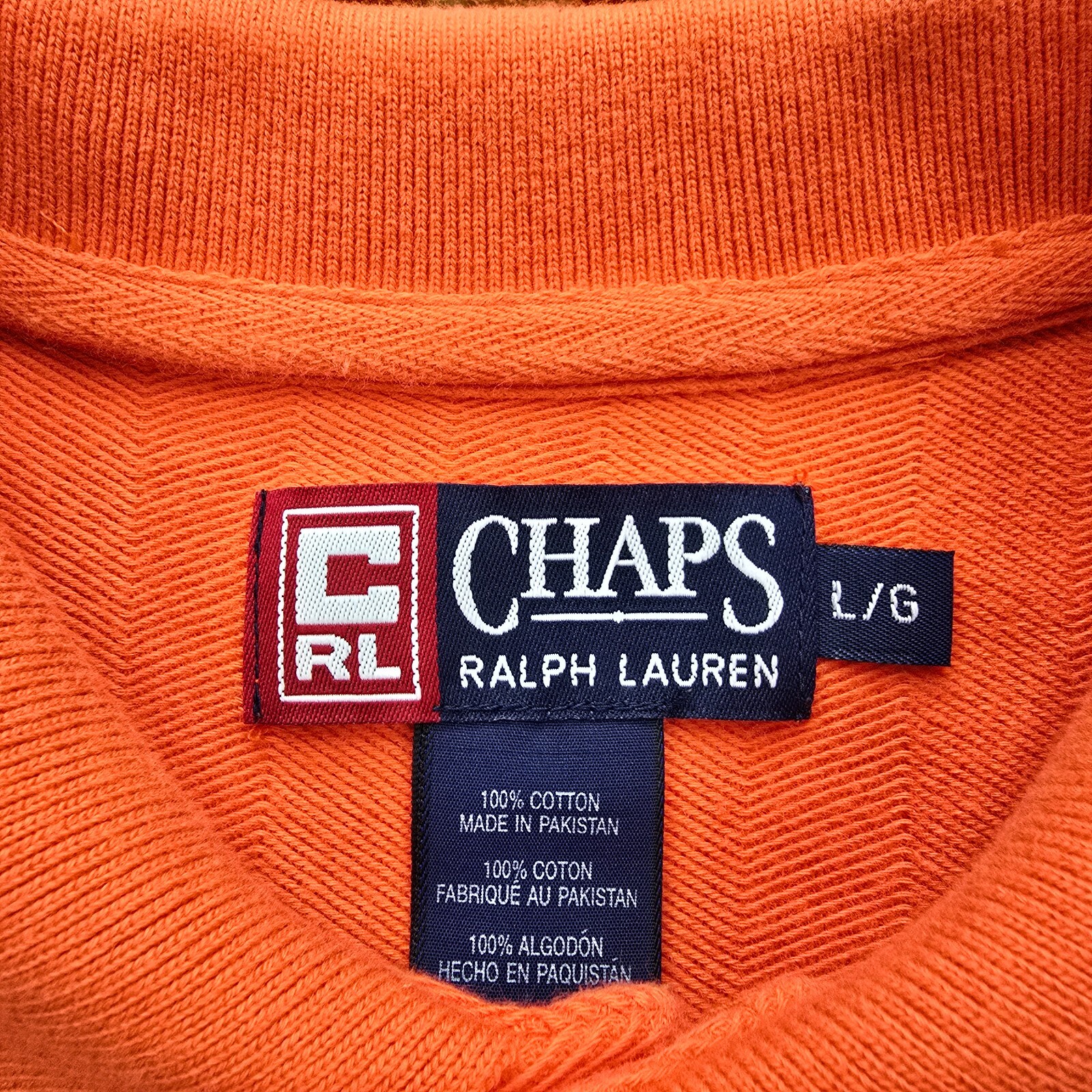 Chaps Ralph Lauren Polo Shirt Mens Large Orange Short Sleeve Vintage Y2K Golf thumbnail 6