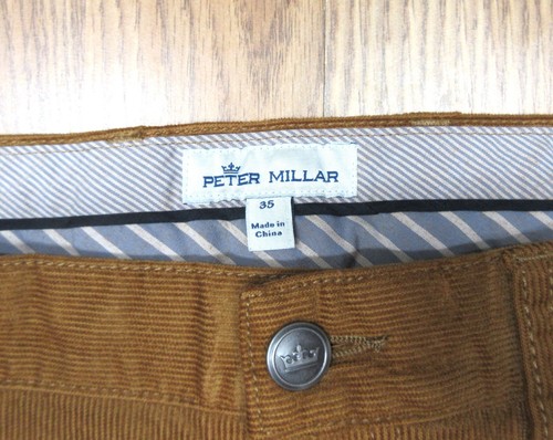 ¡NUEVO! PANTALONES DE PANA MARRÓN 35W X 34L PETER MILLAR CROWN ARTESANALES PARA HOMBRE MF22B39 - Imagen 5 de 5