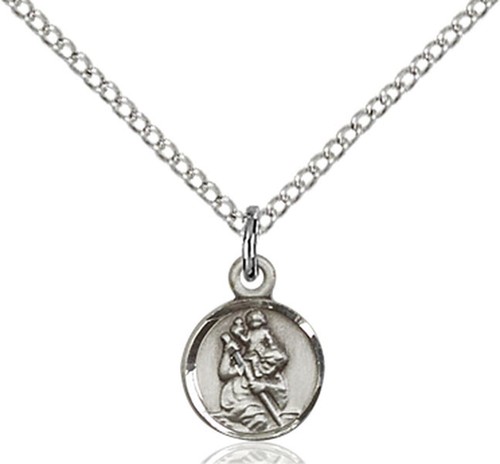 Buy Sterling Silver St Christopher Engraving Option Necklace Chain 16" 18" 20" Curb Chain Protect Us Pendants Round Satin Finish Gift Box 925 Online In India - Foto 4