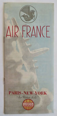 Air France System Route Map Paris - New York 1947 advertising