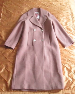 EDITED WOMEN DAMEN LANGER WOLLMANTEL LONG WOOL COAT ROSA L, 40 NEU