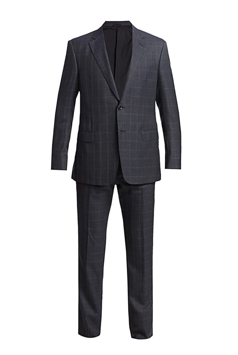 NWT Giorgio Armani Black Label Charcoal Gray/Blue Windowpane