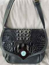 Borsa a tracolla VINTAGE donna CROC GOFFRATA TURCHESE BOHEMIEN pelle