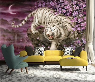 3D Flower Branch Tiger A253 Wallpaper Wall Mural Self-adhesive Kayomi Harai Ann