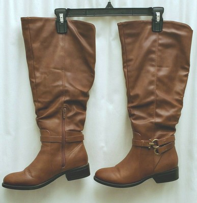 wide calf cognac riding boots