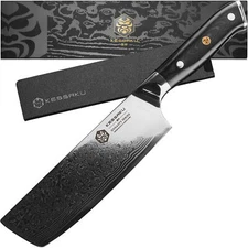 Kessaku 7" Nakiri Vegetable Cleaver Knife - Damascus Dynasty Series - AUS-10V