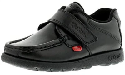 Kickers FRAGMA STRAP Infant Boys Smooth Leather Smart School Shoes Black - Image 1 of 3