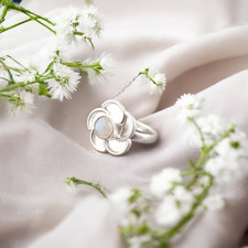 Natural Rainbow Moonstone Gemstone 925 Sterling Silver Handmade Jewelry Ring