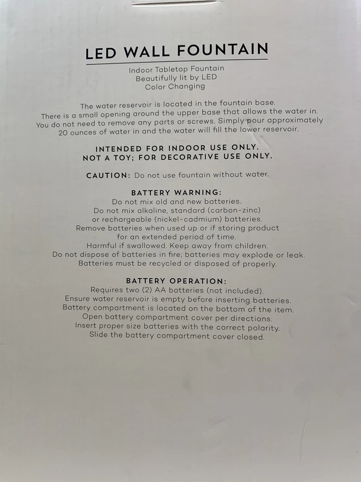 Modern Expressions Tabletop Color Changing LED Water Fountain Cascading Wall NIB - Image 2 of 4