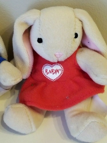 2 Build A Bear McDonalds Bunnies 2006 Blue 1 has a couple marks as shown - Picture 2 of 10
