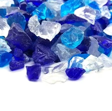 Cobalt Blue Clear 1/2" - 1" Premium Large Fire Glass for Fireplace and Fire Pit