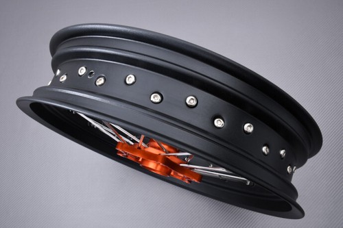 Orange Supermoto Spoked Rim / Front Wheel KTM EXCF 500 2017-2023 3,5''x17'' - Picture 6 of 8