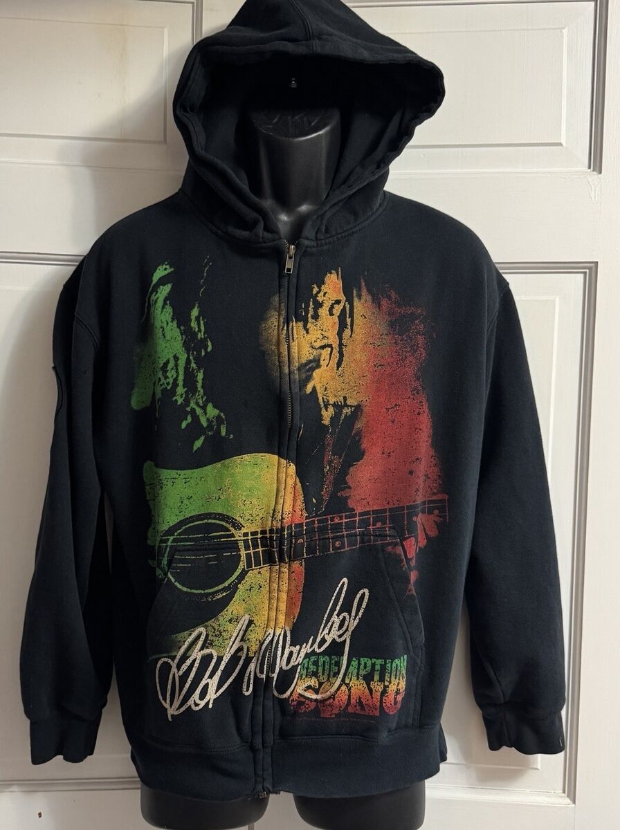 Bob Marley Zion Rootswear Redemption Song Zip Hoodie Black Bob Marley Zion Rootswear Redemption Song Zip Hoodie Black