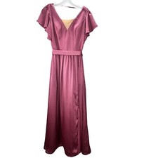 Davids Bridal Bridesmaid Dress Flutter Sleeve Chianti F20347 sz 0 Mauve Prom