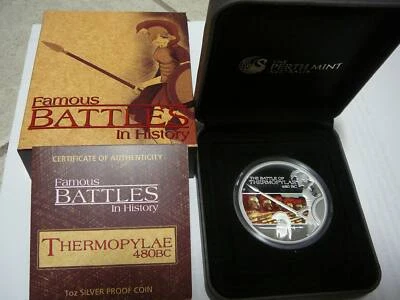 2009 $1 THERMOPYLAE FAMOUS BATTLES IN HISTORY 1oz SILVER PROOF COIN