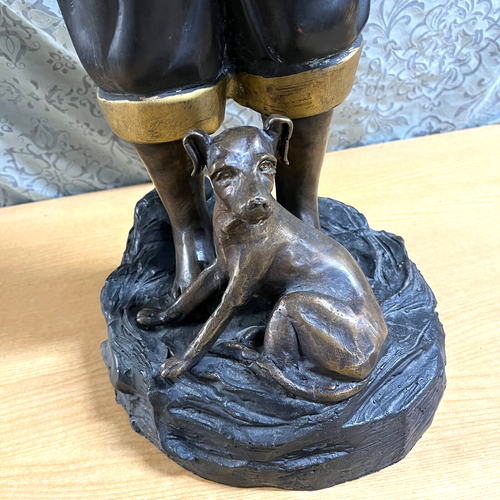 Statuina in bronzo policromo ragazzo e cane statua ragazzo bronzo vintage 30'' - Foto 4 di 8
