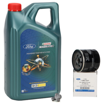 5L ORIGINAL Ford CASTROL Motoröl Öl E 5W20 + Ölfilter 1883037 Schraube 1.4-1.6