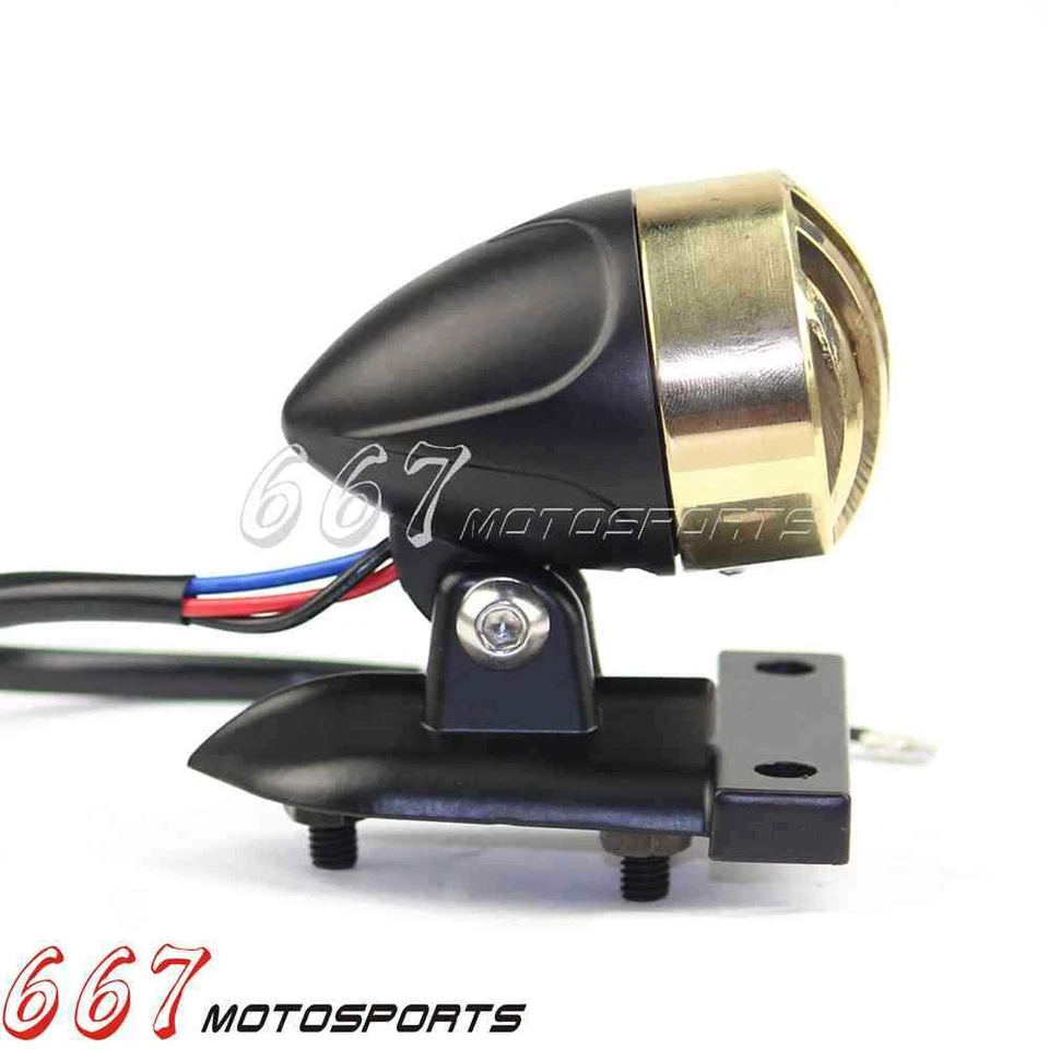 Латунный задний тормозной светодиодный фонарь для мотоцикла Harley Cafe Racer Chopper Bobber - Изображение 2 из 4