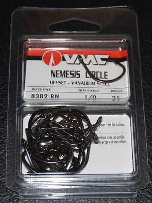 VMC 8382BN-10 Nemesis Saltwater Circle Hooks Size 1/0 Vanadium Steel Pack  of 25 