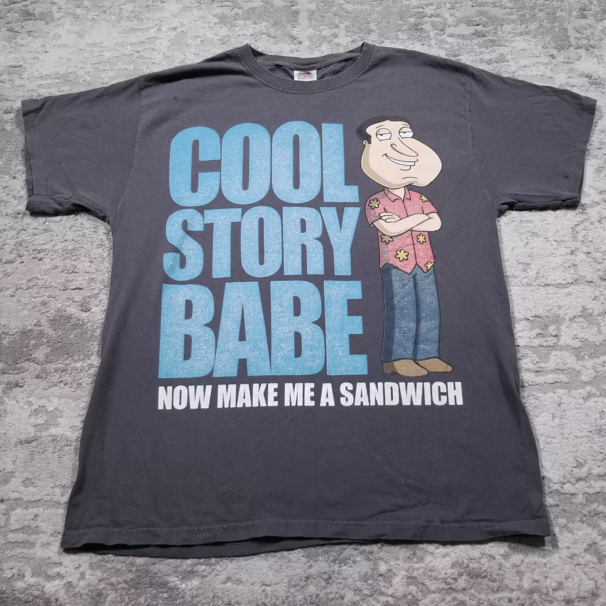 Family Guy T Shirt Mens Large Glenn Quagmire Cool Story Babe Now Sandwich