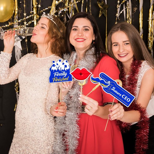 2025 Graduation Photo Booth Props Blue Gold Graduation Photo Booth Prop Funny... - Picture 9 of 9