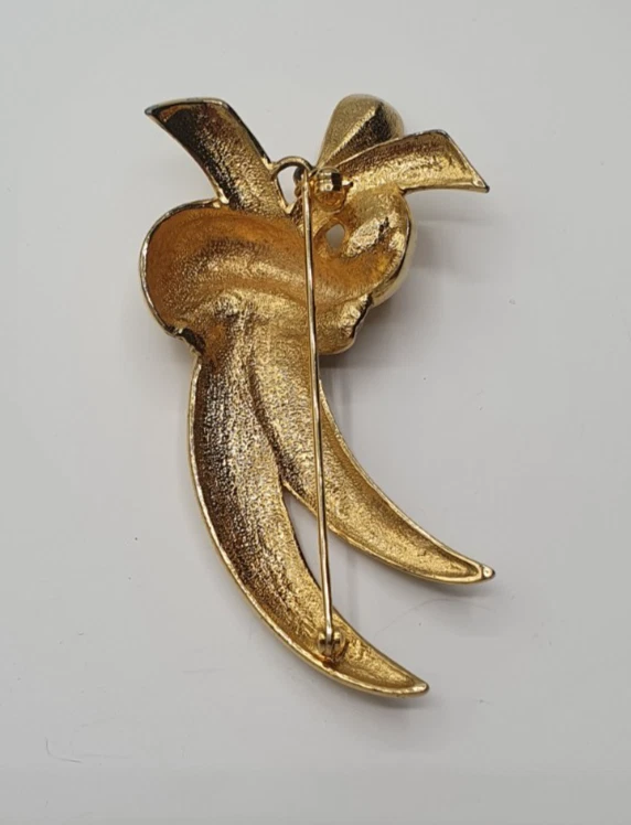 GROSSE VINTAGE BROSCHE VERGOLDET - RUAN STRASS - Bild 2 von 2