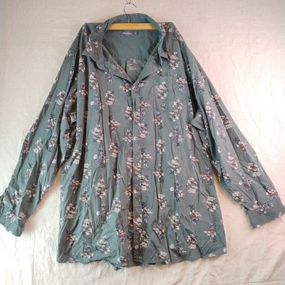 Dressmann Sage Green Floral Long Sleeve Button Up Mens Size 6XL Lightweight