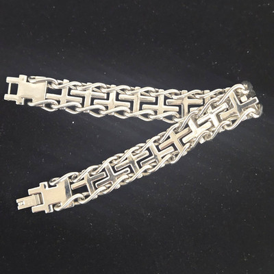 Men's Silver IP Railroad Cross Link Bracelet in Stainless Steel 8.5 Inch Zales