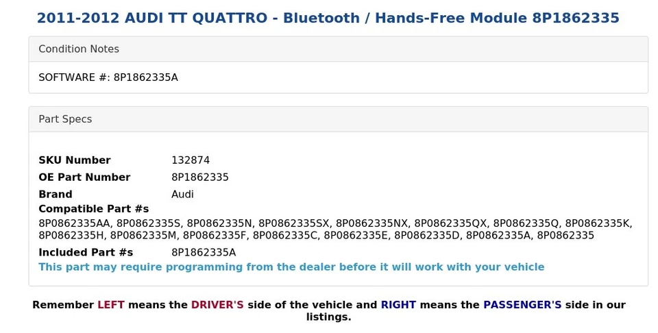 AUDI TT QUATTRO 2011-2012 - Bluetooth/módulo manos libres 8P1862335 Foto 3 de 4