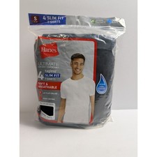 Title: Hanes Ultimate Men s Slim Fit T-Shirts 4-Pack Tagless Crew Neck Black...
