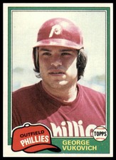 1981 Topps #598 George Vukovich RC Rookie Philadelphia Phillies Card VG EX. rookie card picture