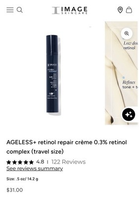 Image Skincare Ageless Retinol Complex Repair Cream 0.3% 0.5 Oz