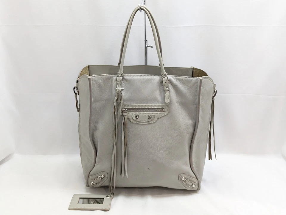 Auténtico bolso de mano BALENCIAGA The Paper A5 con cremallera alrededor con espejo gris 255412 Foto 2 de 4