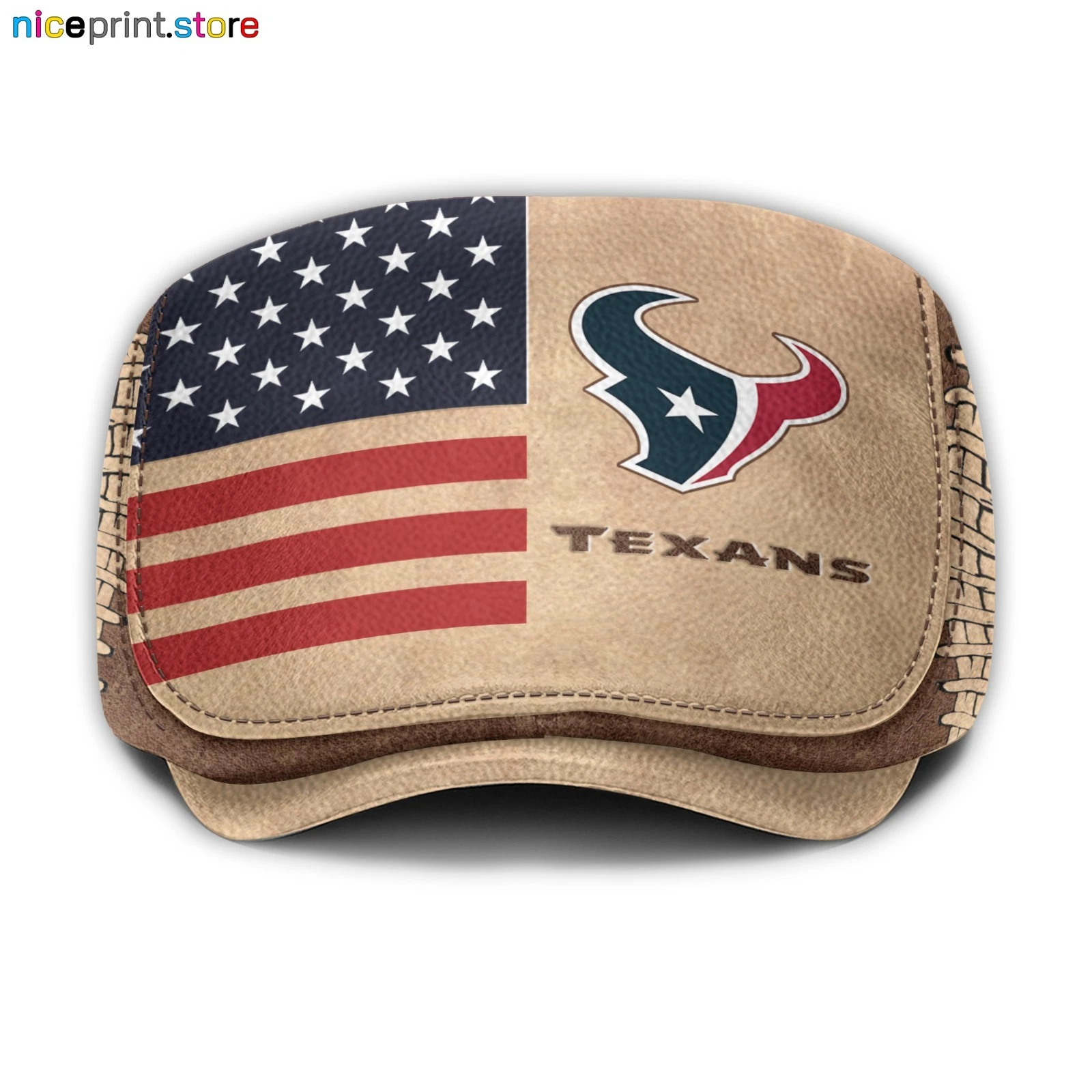Leather Cap Houston Team Texans Jeff Cap football Driver Cap Golf Cap football Flat Cap