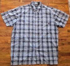 Dickies Shirt Mens 2XL Blue Grey Plaid Cotton Blend Button Down Collar