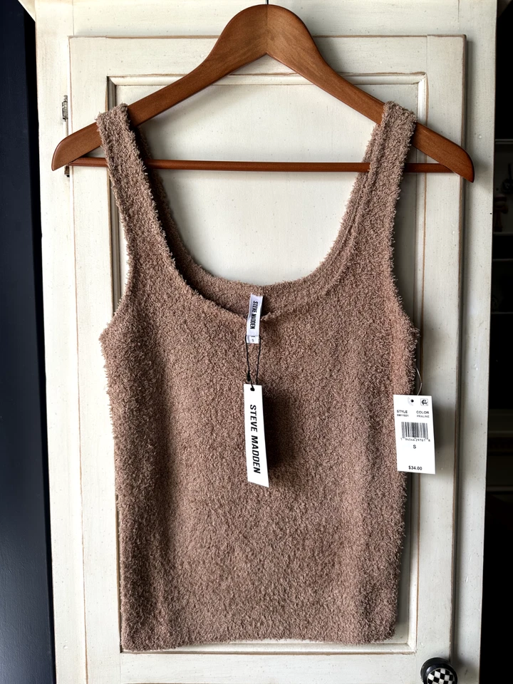 Camiseta sin mangas Steve Madden para mujer cuello redondo chenilla para dormir Foto 3 de 4