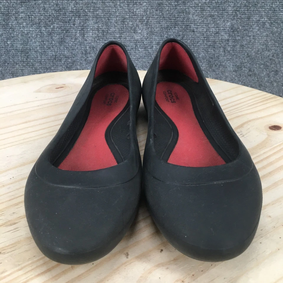 Crocs Shoes Womens 9 Lina Iconic Comfort Slip On Ballet Flats Black Rubber - Image 3 of 4