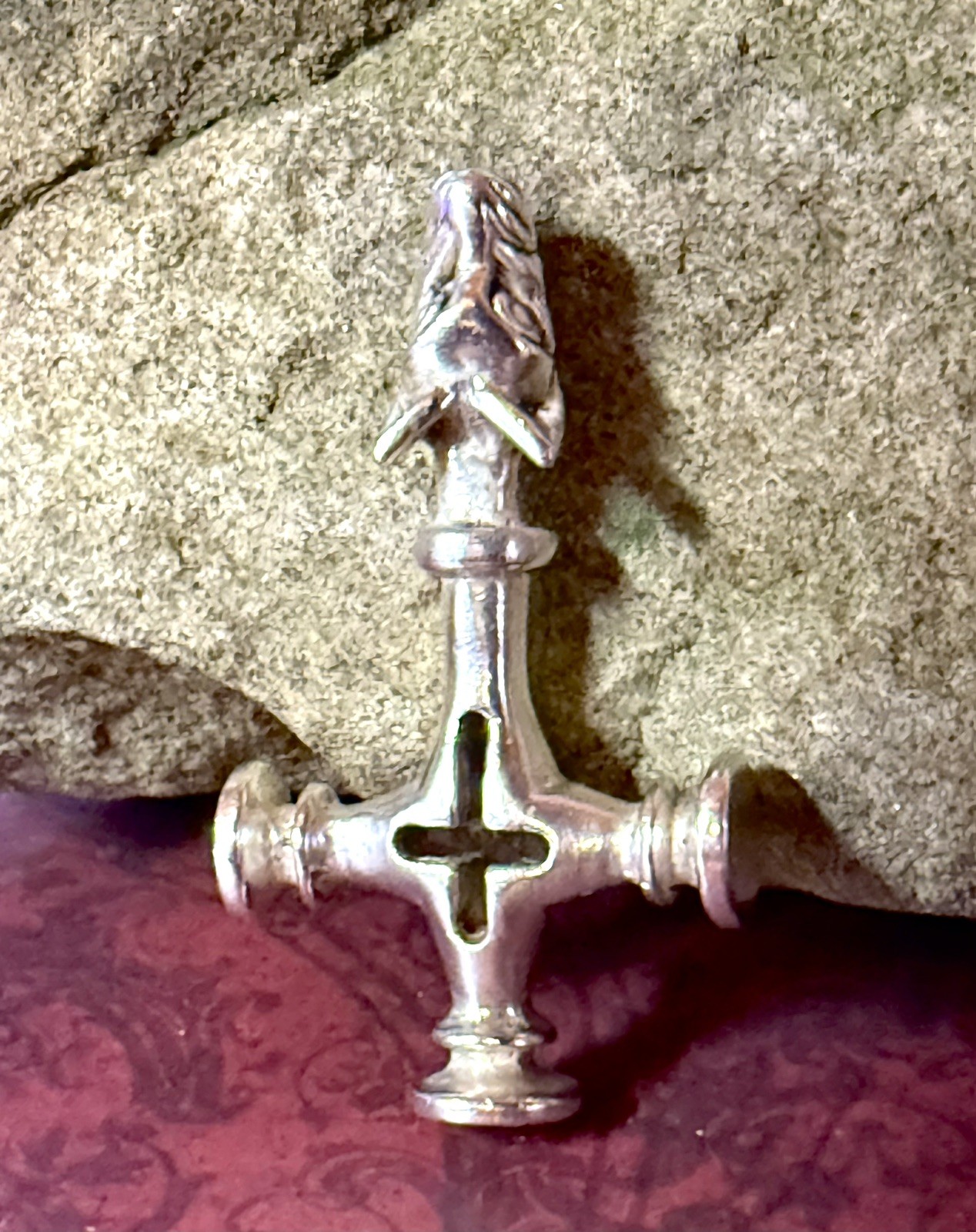 Large Solid Sterling Silver 925 Icelandic Wolf Cr… - image 10