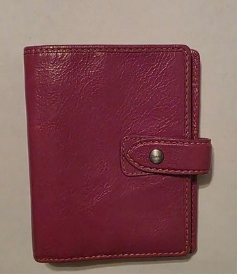 RARE Filofax Malden Pink Fuchsia Leather Pocket M6 Ring Organizer Planner Binder