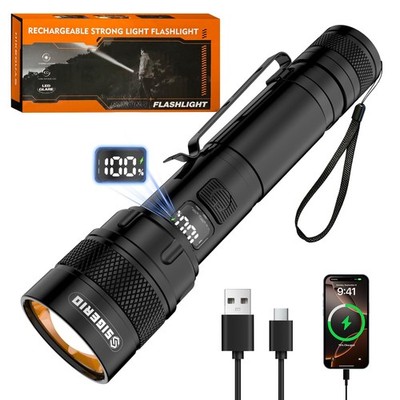 Rechargeable Flashlight High Lumens, Super Bright Flash Light with 4 Lighting...