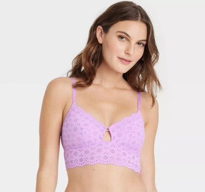 Colsie Eyelet Bralette Women's Adjustable Straps Violet Size S