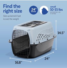 Dog Crate for Small Dogs  Cat Carriers, Two-Door Plastic Pet Kennel
