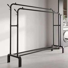Heavy Duty Double Rail Clothes Hanging Rack Shelf Metal Display Stand Garment