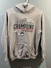 Youth Jerzees Hoodie Size XL Gray 2024 Uconn Huskies Champions