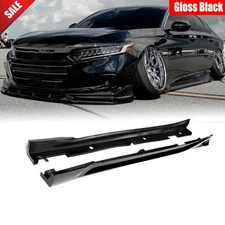 For Honda Accord 2018-2022 Yofer Gloss Black Add-On Side Skirt Extensions Lips
