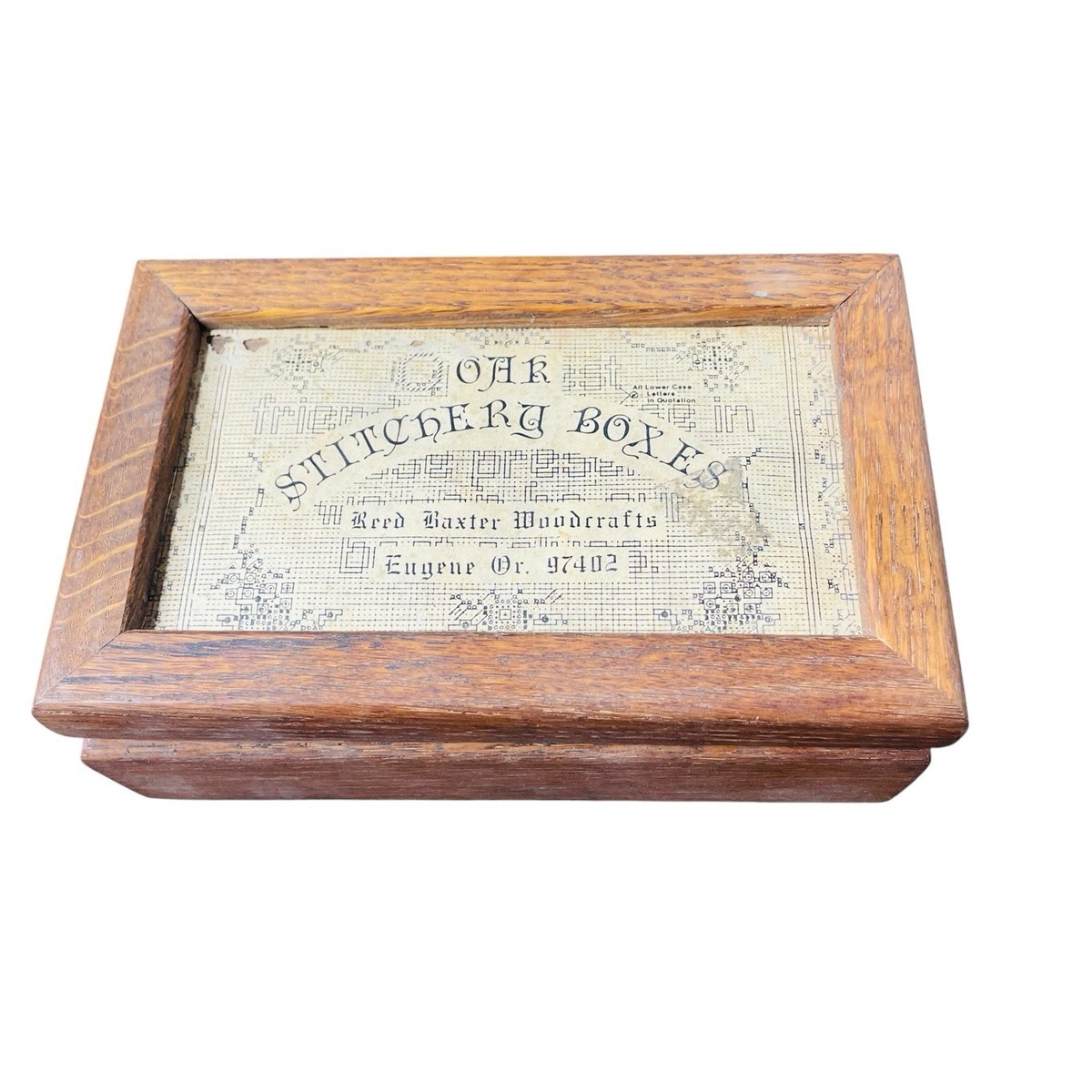 Vtg Reed Baxter Woodcrafts Old Stitchery Rustic Wood Box W Lid