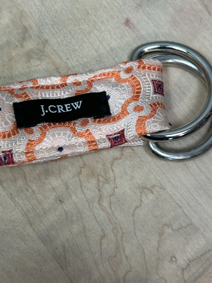 Cinturón J Crew 100% Seda Retro Estampado Medallón Naranja Rosa Bohemio Hippie Pequeño Foto 2 de 4