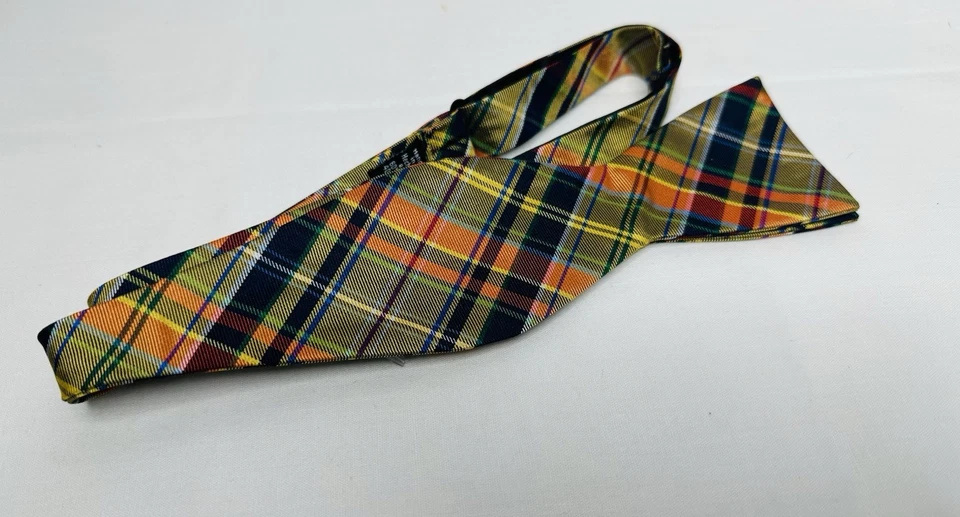 Pajarita para hombre Madrás a cuadros boda evento profesional elegante preppy tonos cálidos Foto 3 de 4