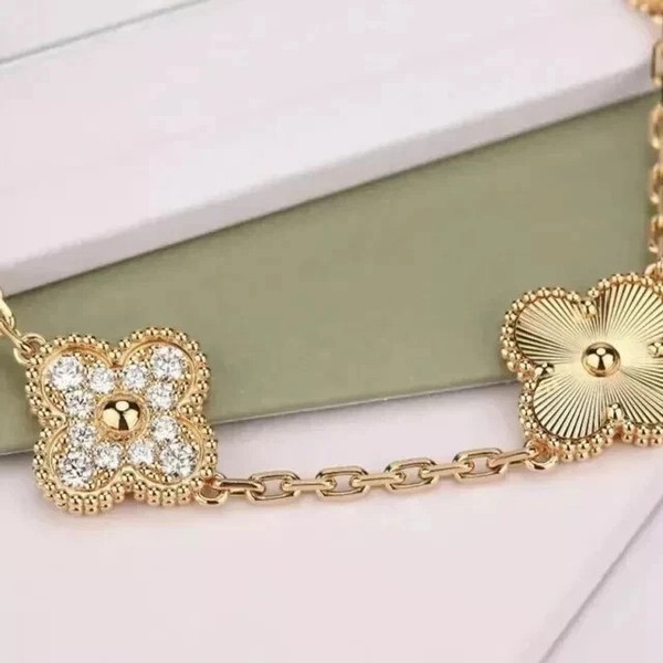 Alternate view of Flower Women's Bracelet 0.50 Round Real Moissanite 14k Yellow Gold Plated